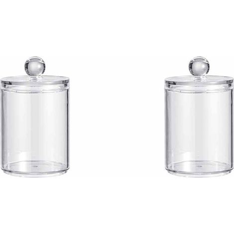 2 Pièce Porte Coton Tige, Distributeur Coton, Boite Rangement Tige avec Couvercle, étanche à la poussière et à lhumidité, pour Salon, Chambre coucher, Salle de Bain