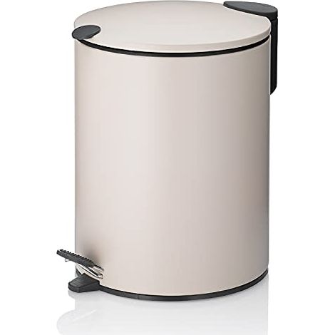 kela Cestino per cosmetici 5 l beige opaco, coperchio Silent Close, cestino a pedale per bagno MATS, cestino per bagno con sacchetto interno e manici per il trasporto (1/4)