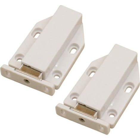 Verrou magnétique à ouverture par simple pression, loquet magnétique pour porte de placard, lot de 2 (blanc)