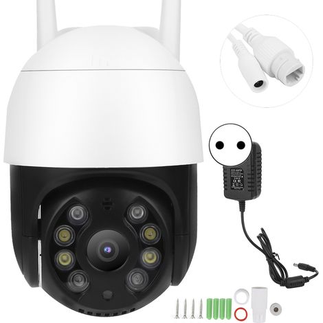 Caméra PTZ WiFi 1080P 8 Lumières IP66 Étanche Détection Humaine Vision Nocturne Couleur pour Sécurité Maison 100‑240V (1/5)