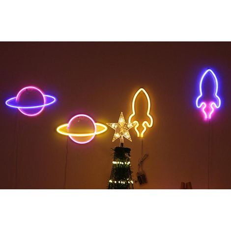 Lampe néon LED en forme d'univers, motif planète, décoration de chambre, veilleuse populaire n° 5 (1/5)