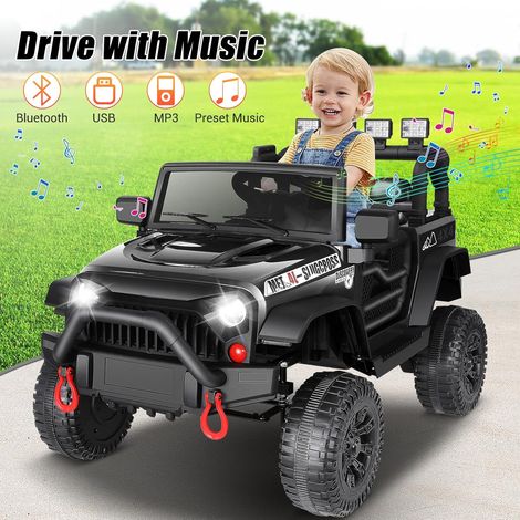 Voiture Électrique Enfants 12V avec Télécommande, 2 Moteurs, Véhicule Électrique avec Lumières & Musique, 3-7 Ans Noir (1/5)