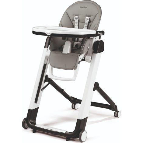 Chaise Haute dès la Naissance, Inclinable avec Fonction Transat, Double Plateau, 9 Hauteurs, 4 Roues, Pliable et Compacte, 0-3 Ans (0-15 kg), Ice (1/5)
