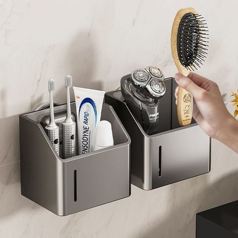 Mensola a ventosa per bagno, non necessita di foratura, montaggio a parete, materiali resistenti, grigio scuro, mensola piccola 129,511,5 cm (1/4)