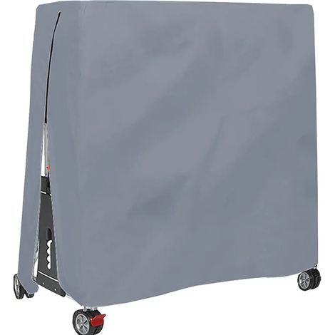 Telo di copertura impermeabile e antipolvere per tavolo da ping pong da esterno, dimensioni 165x70x185 cm, realizzato in tessuto Oxford - grigio. (1/4)