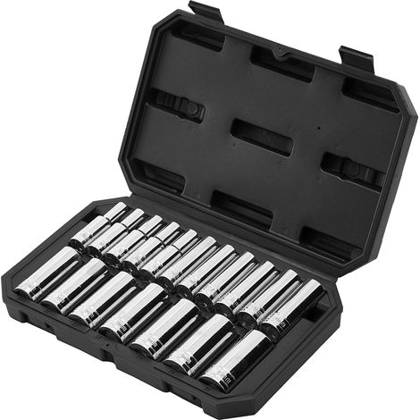 Mophorn 18-Piece Socket Set, 12.7 mm Drive, Metric Sizes 10-27 mm, Durable Tool Kit with Storage Case, Easy-to-Read Markings, Chrome-Plated CR-V Steel, Ideal for Vehicle Maintenance (1/5)