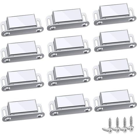 Loquet Magnetique, 12 Pièces Aimants loqueteaux magnétiques Placard Aimant Puissant Robuste Jusqu'à 6kg, Pour Tiroirs Porte de Douche Aimanté Armoire Placard, Cabinet, Meubles (45mm-12pc)-- (1/5)