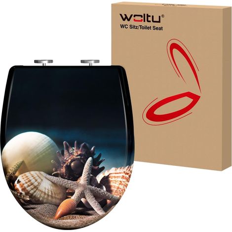 Abattant WC WOLTU, en Forme O, Lunette WC avec Charnières Réglables, Dégagement Rapide, Frein de Chute, en Plastique Duroplast