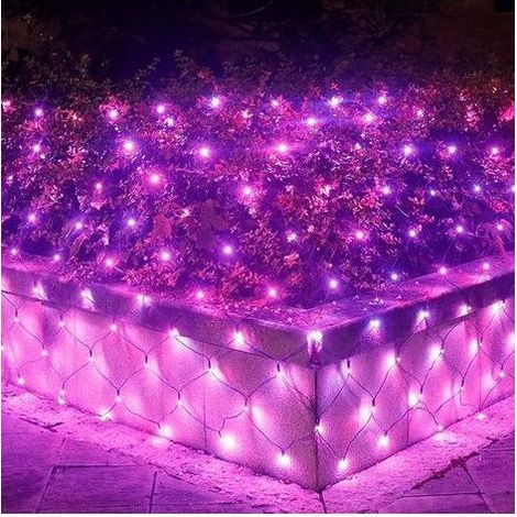 TAISHENGDA Lichterkette mit Netz, 192 LEDs, 3 m x 2 m, 8 Modi, wasserdicht, dimmbar, für Schlafzimmer, Weihnachten, Hochzeit, Party, Zuhause, Garten, Rosa (1/5)
