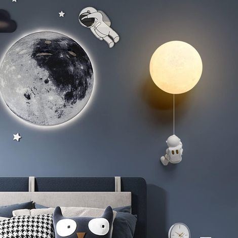 Applique murale créatif astronaute dessin animé E27 5cm Pvc Blanc (1/5)