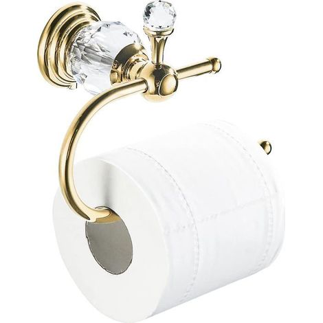 Porte-papier toilette mural en cristal doré et laiton poli