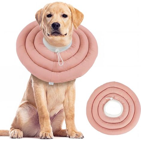 Collar Suave para Perros, Collar para Perros para Cuello y Parte Superior del Cuerpo, Collar Isabelino Impermeable con Cordón, Alternativa Cómoda al Cono Duro, Rosa Polvo XXL (1/5)
