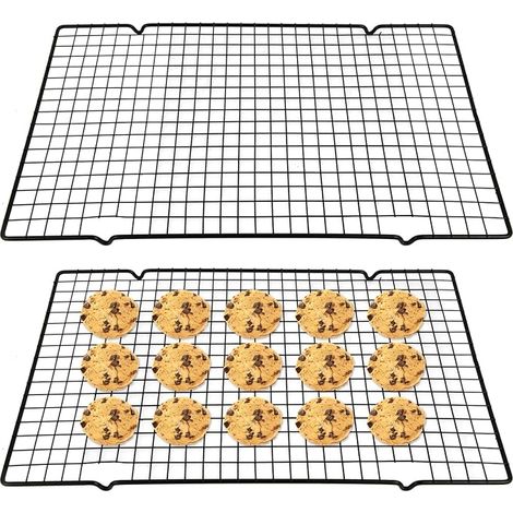 2 Pièces Grilles de Refroidissement pour Gâteaux 40x25cm Grille Rectangulaire à Pâtisserie en Acier au Carbone Antiadhésif Grille de Séchage Support de Cuisson pour Ménage Pâtisserie (1/5)