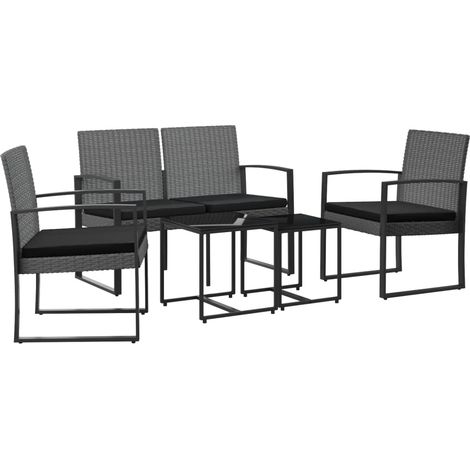 Set Pranzo da Giardino 5 pz con Cuscini PP Rattan Grigio Scuro vidaXL (1/5)