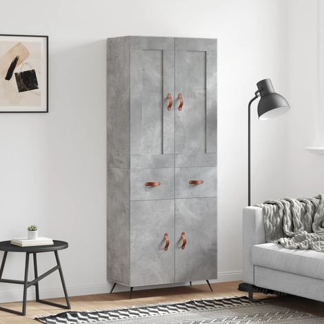 Buffet de Salon,Buffet Commode industriel haut Gris béton 69,5x34x180 cm Bois d'ingénierie -QS81957 (1/5)