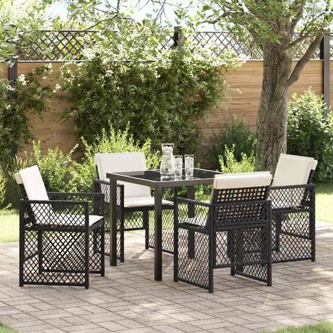 Conjunto de Comedor de Jardín 5 pcs Negro ratán sintético vidaXL (1/5)