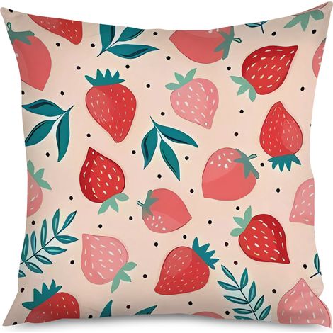 Housse de Coussin Décoratif Fraises Élégant (1/5)