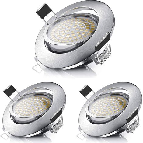 Foco LED empotrable orientable de 5 W - Blanco cálido - IP44 para baño y salón - Juego de 3 (1/5)