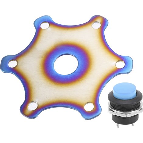Cache-bouton de klaxon de volant universel en ABS et métal pour 6 boulons, compatible avec les voitures de course (bleu). (1/5)
