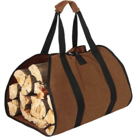 Sac de Transport pour Bois de Chauffage, Toile Sac à Bûche Cheminée, Sac Transport Buches Résistant à Eau, Accessoires de Cheminée Pliables, Idéal pour Poêles à Bois, Camping, Plage