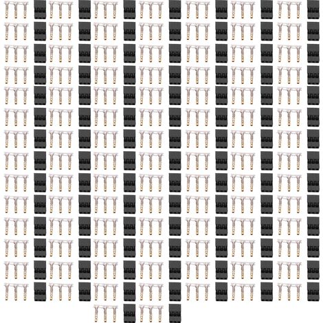 Lot de 100 connecteurs mâles femelles à 3 broches 11.040, fiche à souder plaquée or pour récepteur d'avion modèle biseauté (1/5)