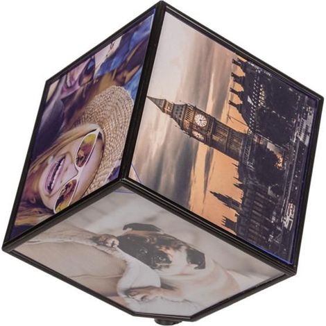 Cadre à Photo - CUBE - Cube Tournant 360° - Noir - 11x11 cm - 5 à 10 photos (1/5)