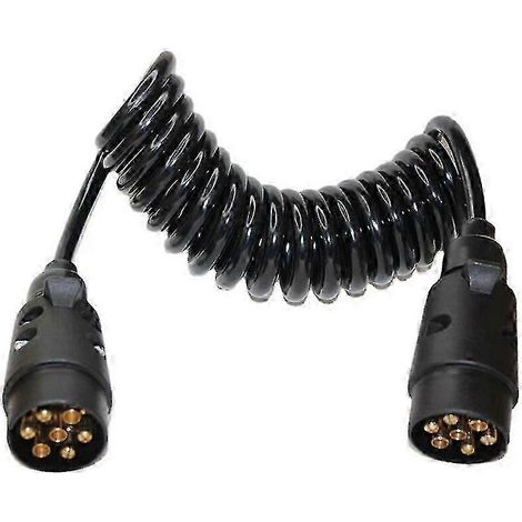 Câble d'extension de 200 cm pour feux de remorque à 7 broches, compatible avec camions et caravanes (prise et fiche incluses). (1/4)