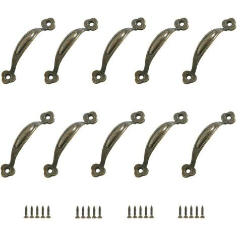 10 poignées de meubles rétro, boutons de porte, poignées de tirage, entraxe 80 mm, alliage de zinc rustique pour cuisine, porte de grange, abri de jardin, portes d'armoires et de tiroirs en boi (1/5)