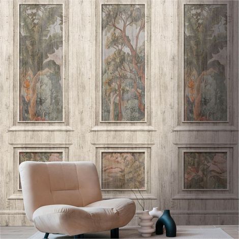Sfondo fotografico Profhome 398041 Carta da parati TNT goffrata a caldo leggermente strutturata 3D opaca beige grigio-seta verde marrone 1,59 m x 2,8 m (1/5)