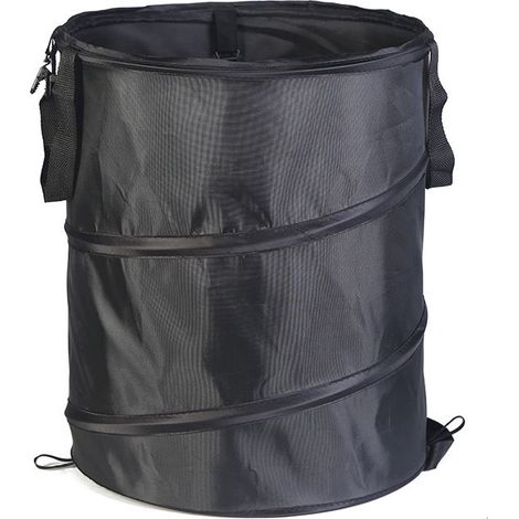 Sac à déchets，Sac à végétaux pliable avec poignées, Noir, Solid--φ4555cm (1/2)