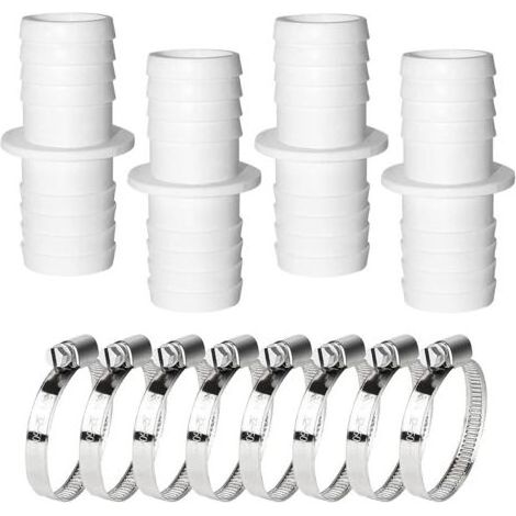 Lot de raccords tuyau piscine 32 mm à 32 mm avec colliers inoxydable - Kit de 4 raccords et 4 colliers de serrage (1/5)