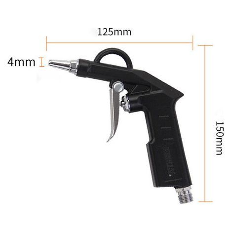 Pistola ad aria compressa da 1/4" per compressori d'aria fino a 6 bar - Diametro ugello 4 mm - Ugello corto 25 mm - Strumento di pulizia pneumatico - Nero (1/4)