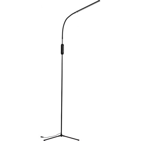 Lampadaire LED noir 12 W moderne avec télécommande, culot à 3 branches, prise 110-240 V.