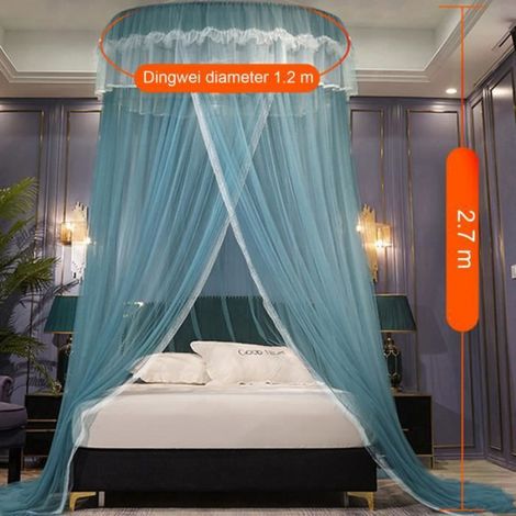 Moustiquaire de Lit Décoratif Ciel de Lit Moustiquaire Ronde pour Lit Simple/ Double de Large de 1.5-2m pour Bébé Adult Orange Clair (1/4)