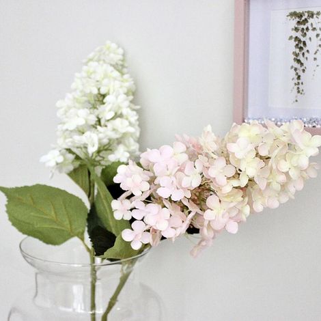12 x Hortensie Künstliche Kunstpflanzen Blumen Innendekoration Wohnzimmer Bad (1/4)