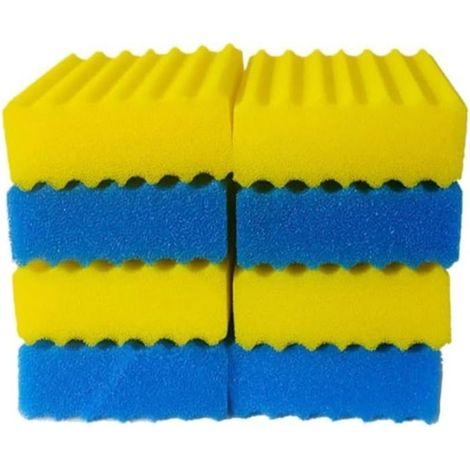 CBF-550 / MBF-550 – Mousse filtrante pour Filtre Bassin, Médias filtrants de Remplacement (4 x Bleu Grossier & 4 x Jaune Fin) (1/5)