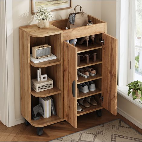 Schuhschrank mit offenen Fächern und Ablage 80x32x99 cm OKMYHOME (1/5)