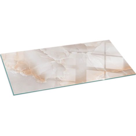 Glasbodenplatte für den Kamin Glas Unterlage Hitzeschutz für den Boden mit Dekorative Motiv Natursteinmuster 125x50 cm