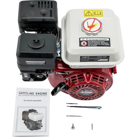 Moteur à essence, 168 cc, 5,5 ch, 4 temps, vilebrequin 250 mm, refroidi par air (1/5)
