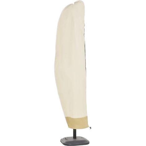 Housse de Protection imperméable pour Parasol déporté avec Fermeture éclair et Cordon de Serrage Tissu Oxford avec revêtement PVC étanche Beige （26530/50/40cm）