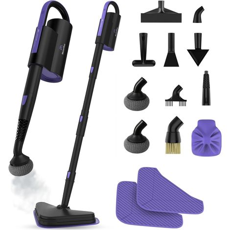 Nettoyeur vapeur pour tout, 16 en 1, haute pression, pour meubles rembourrés, tapis, salle de bain et cuisine, avec 13 embouts, autonomie de 20 minutes, temps de chauffe 30 secondes, vapeur (1/5)