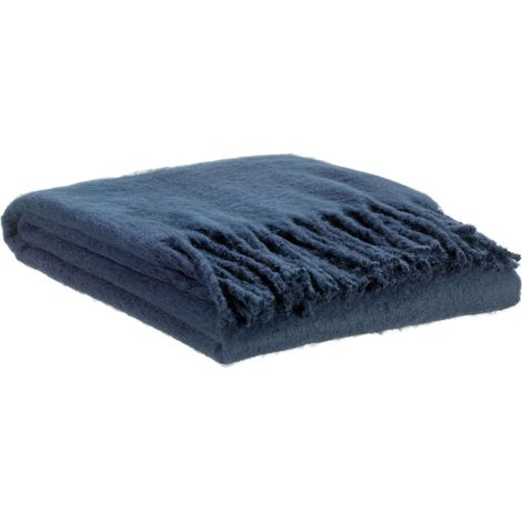 VIVARAISE - Plaid uni recyclé Isabel - 130 x 160 cm - Bleu marine - Polyester recyclé 100% (1/4)