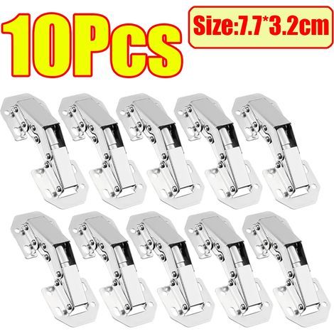 (10 pièces) Charnières de placard en acier inoxydable sans perçage, charnières amortisseurs invisibles pour portes de placard, charnières à montage affleurant (1/5)