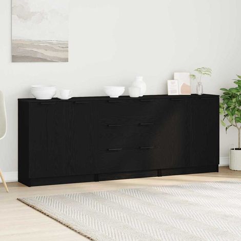 Buffet-Meuble de rangement Chêne noir 180 x 30 x 70 cm Bois d'ingénierie 362574 (1/5)