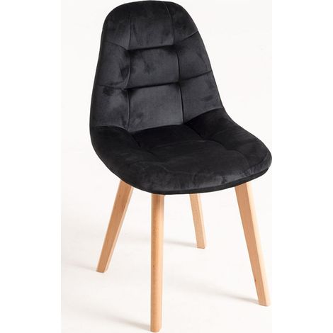 Packs Sillas Comedor - Pack 6 Sillas Kelen Terciopelo - Negro (1/5)