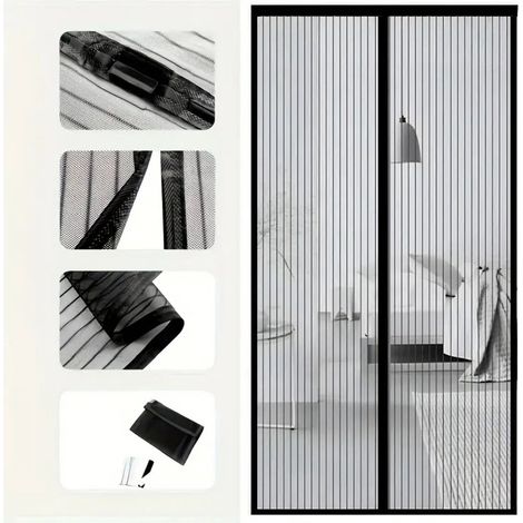 Zanzariera magnetica per porte - Antizanzare e senza bisogno di forare - 100 x 210 cm - Nera (1/5)