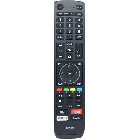 Mando a distancia de repuesto EN3Y39H para televisores Hisense H65U7A H43A6500 H50A6500 H55A6500 H65A6500 H43AE6400 H50AE6400 H55AE6400 H65AE6400 H433 A65500 H50A6550 H55A6550 H65U9A H75U9A EN-3A31 EN (1/5)