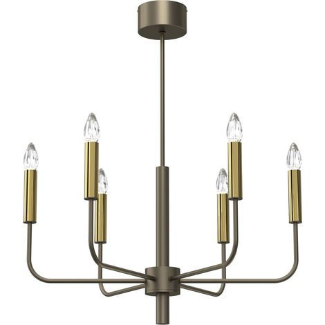 Lampadario sospeso a candela Akasya 6xE14 oro titanio