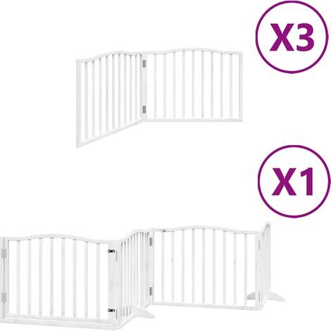 Barrière pour chien porte pliable 10 panneaux bois de peuplier CFW38940 (1/5)
