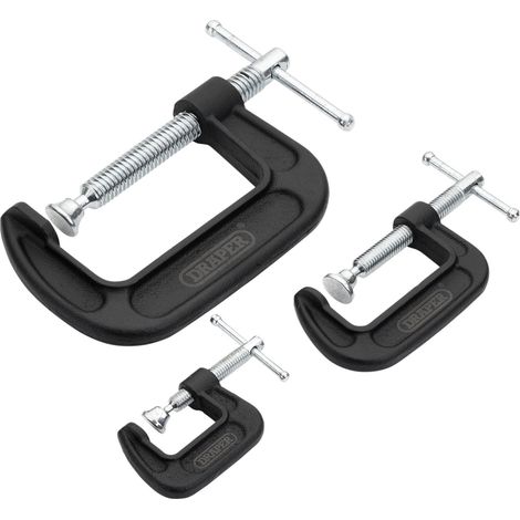 Heavy Duty Draper G-Clamp Set (3 Pieces) Model 18989 – Professional Grade Steel Clamps for Woodworking and Metalworking